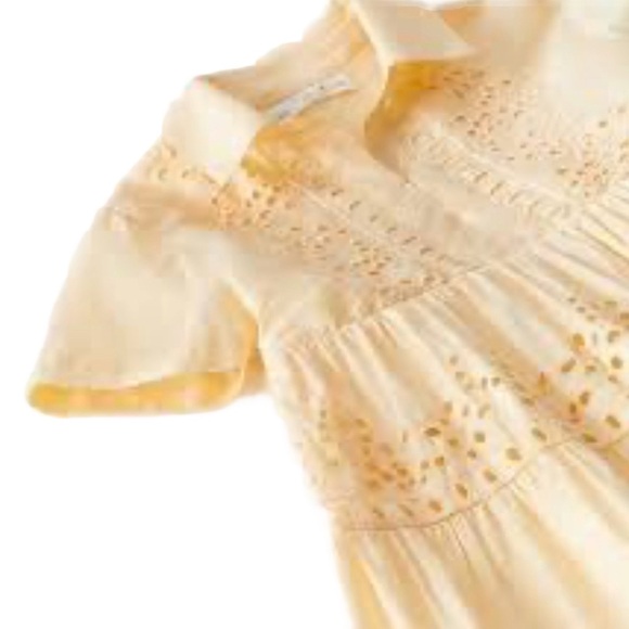 Zara Kids Girl Embroidered Eyelet Dress Pastel Yellow Size 10 NWT - Picture 1 of 14
